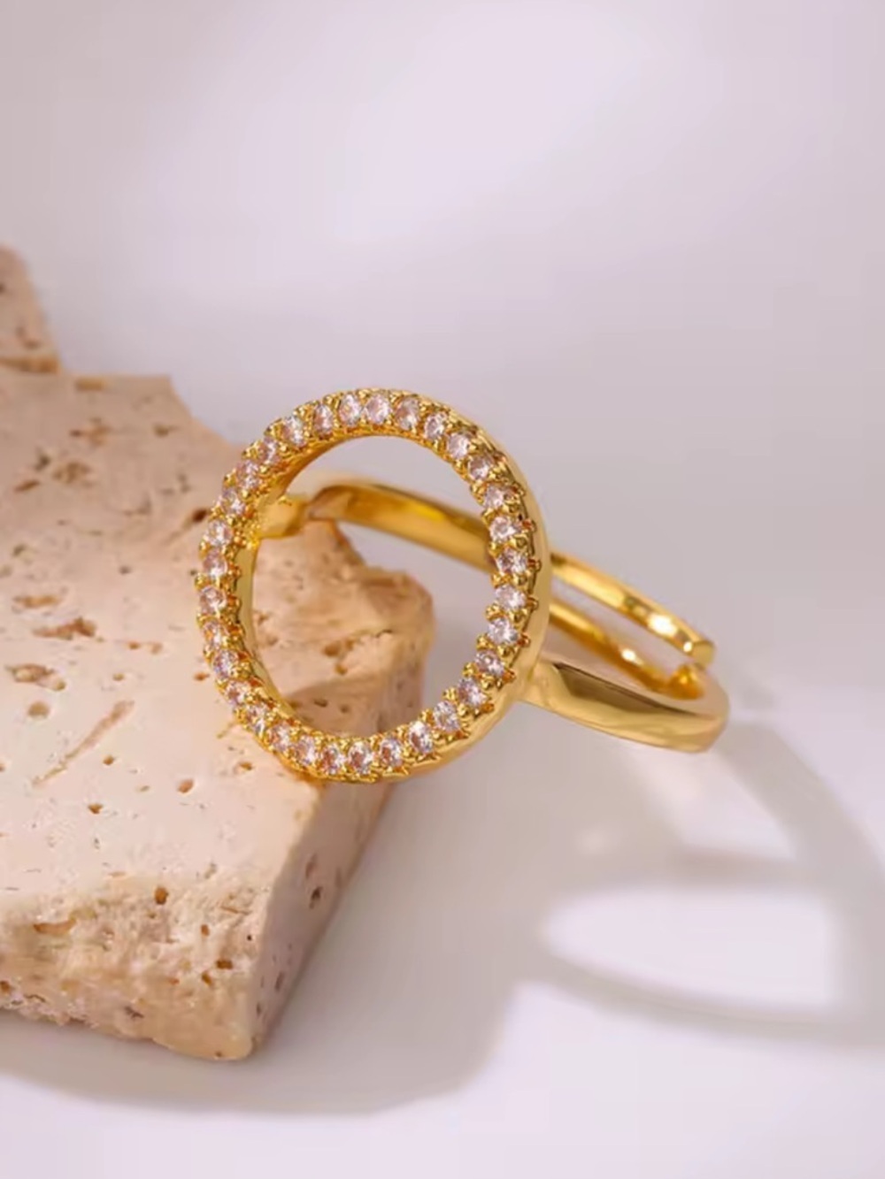 Gold Circle Crystal Ring